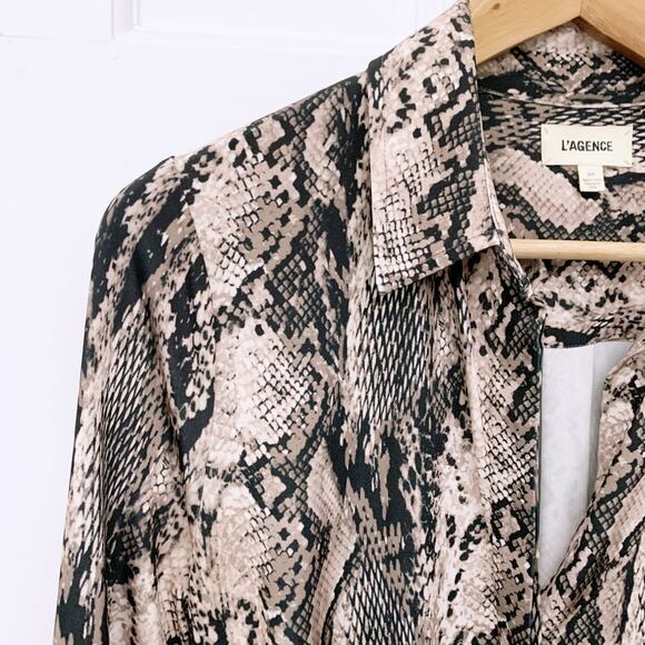 L'Agence Addison Python-Print Belted Shirtdress - Picture 5 of 12